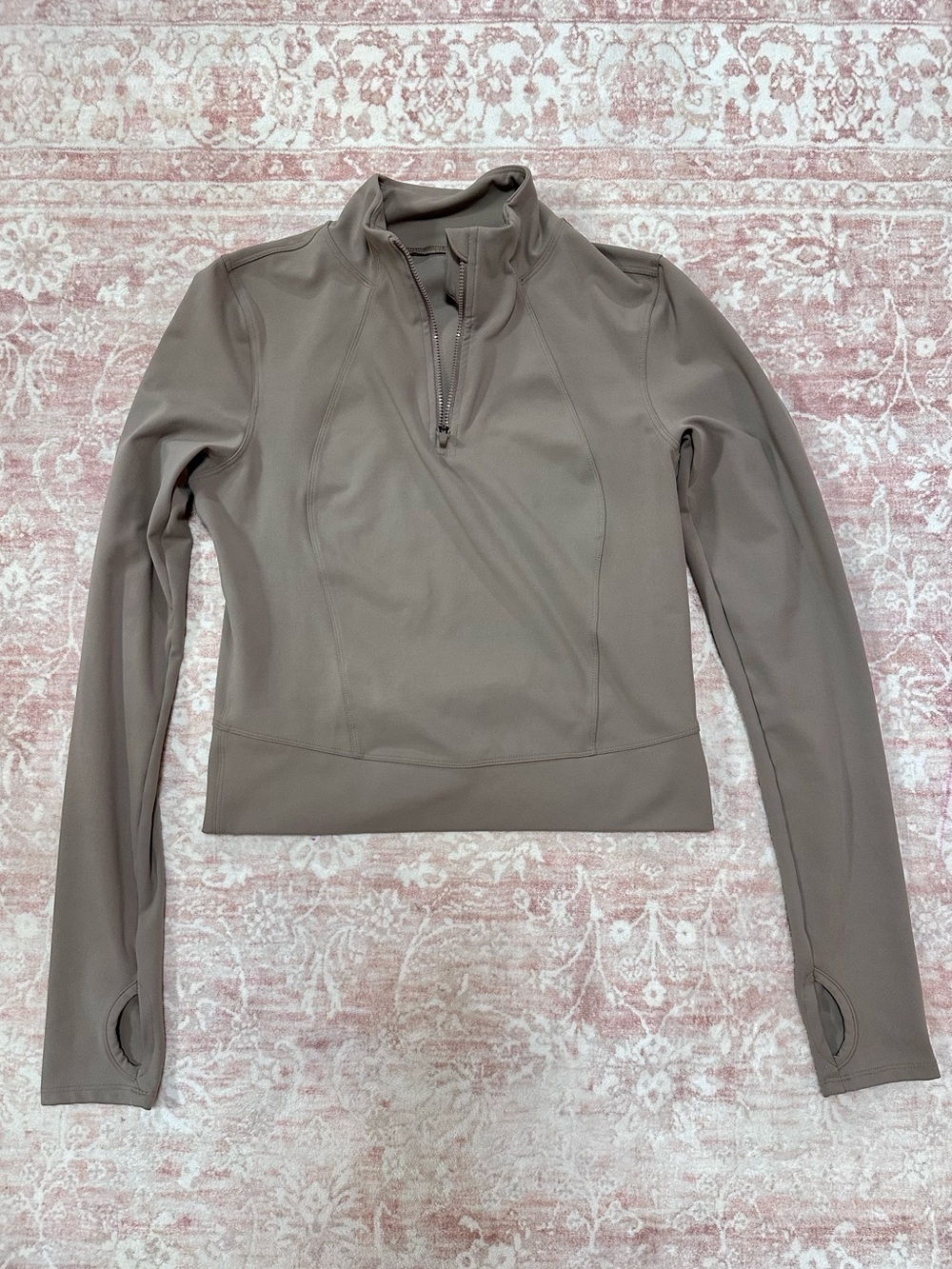 Danskin 🤎 Taupe Active Front Zip Cropped Top - Picture 2 of 9